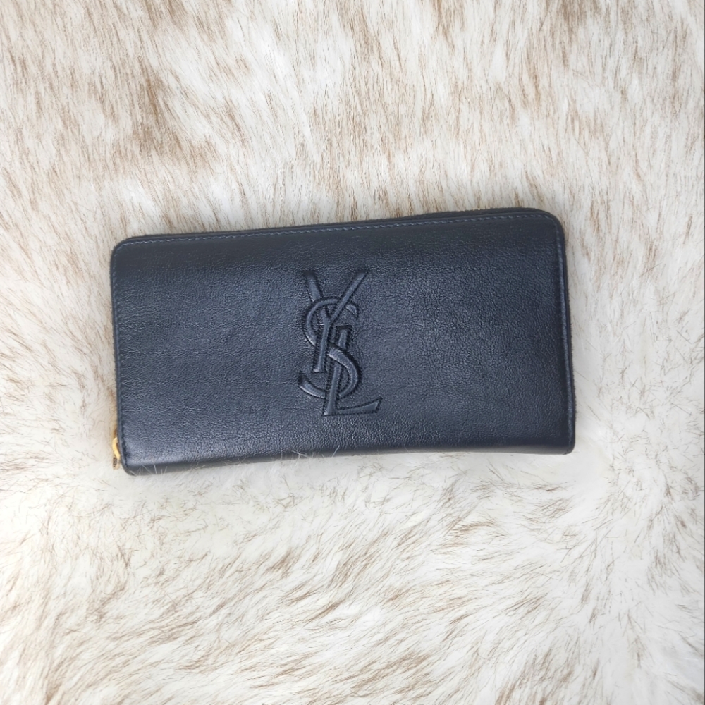 Yves Saint Laurent YSL Belle Du Jour Monogram Zip Around Wallet